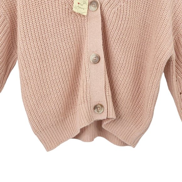 Poof Apparel Light Pink 3 Button Knit V Neck Cardigan Womens M Long Sleeve NEW - Picture 9 of 15